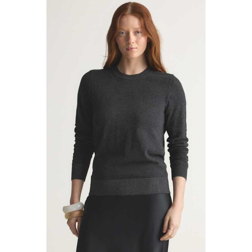 NWT Quince Lightweight Cotton Cashmere Crew Neck Sweater Gray Size Small